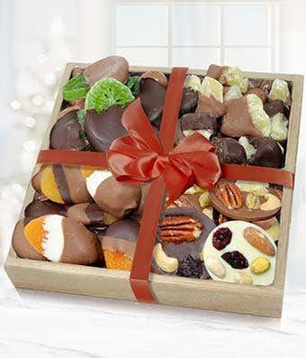 Luxury Belgian Chocolate Covered Dried Fruit Wooden Tray